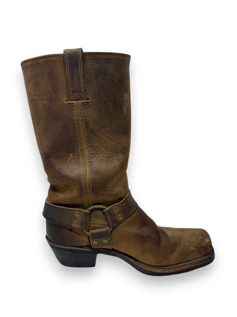 Frye Brown Leather Harness Heeled Boots - Picture 6 of 9